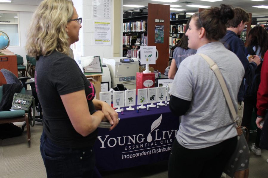 Young Living, a company that sells essential oils and other products, was at the health fair teaching students about their products.