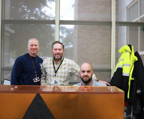 New safety team member, Bill Kinast (left), director of campus safety, Robert Uliks (middle), and team member Tim Akers (right) are three of the ten people on the campus safety team involved in keeping Libertyville High School students safe.