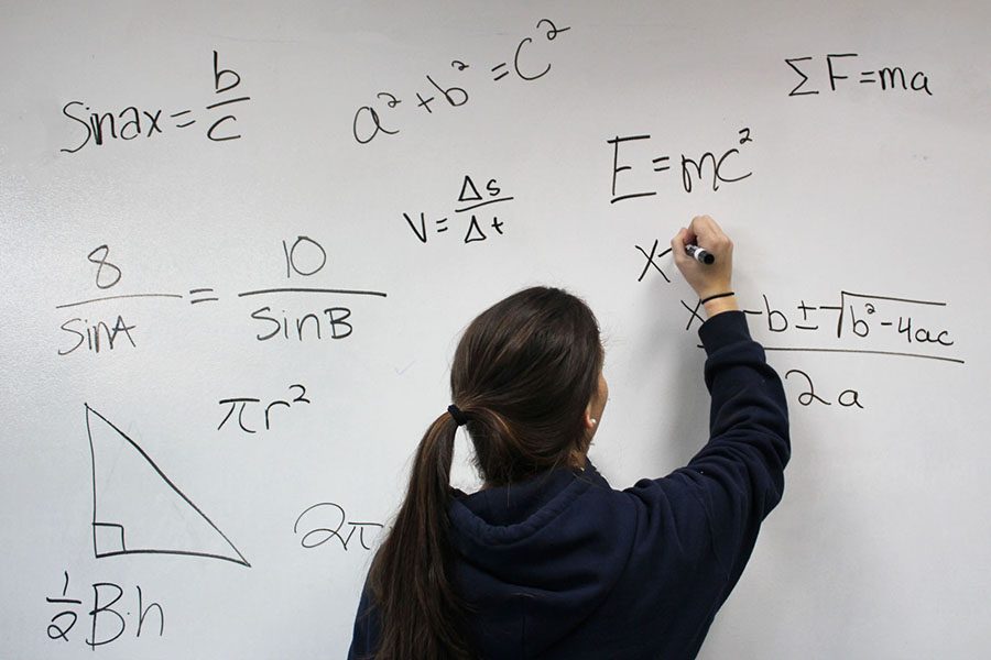 Students utilize the new innovation centers at LHS, located in rooms 149 and 150, to study effectively with unique furniture and whiteboards.