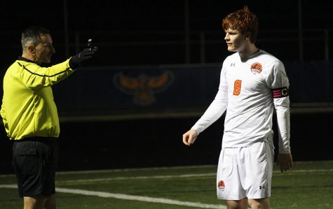 Rasmussen questions a call made by the referee, which gave Naperville North a dead ball.