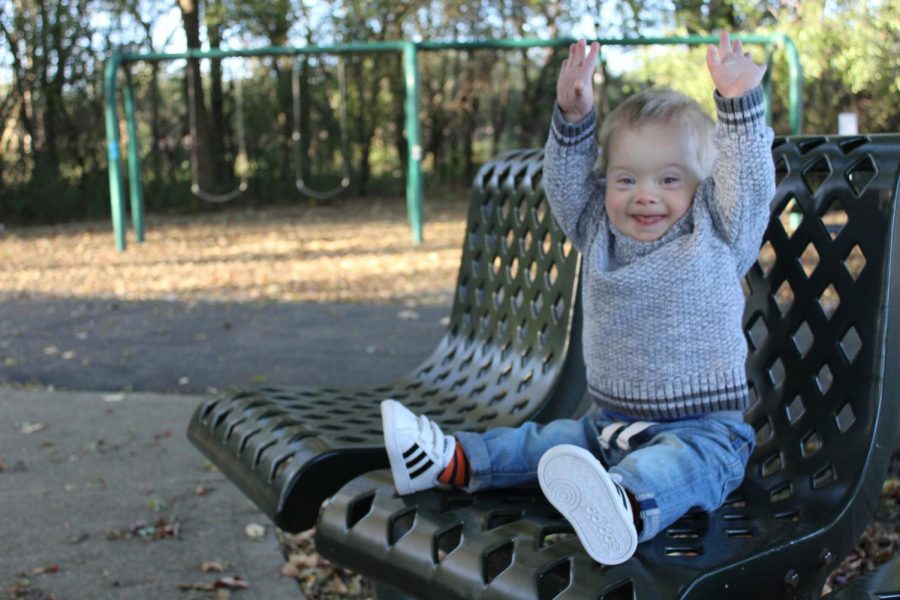 Cheerful 18-month-old Hudson Hammond, son of Deerfield GiGi’s Playhouse Board Member Hollyce Hammond, attends GiGi’s Playhouse for its therapy, teaching of sign language, and socialization.