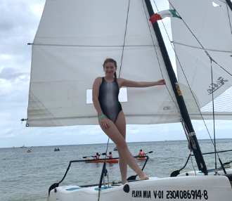 “I liked visiting Cozumel because we did a lot of fun activities on the beach; like in the photo, we sailed. They also had a giant trampoline pad on the water that you could go and play on, and I spent time with my family and my family friends.”