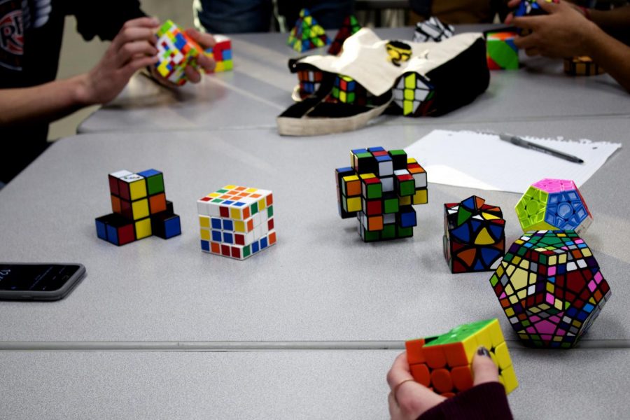 Members of Cubing Cats bring their own Rubik’s Cube collections to every meeting to share their cubes with people and experience solving different types of cubes.