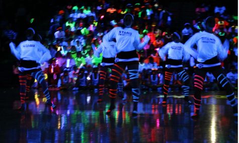 The LHS dance team donned neon tape during their performance as a cap to their season.
