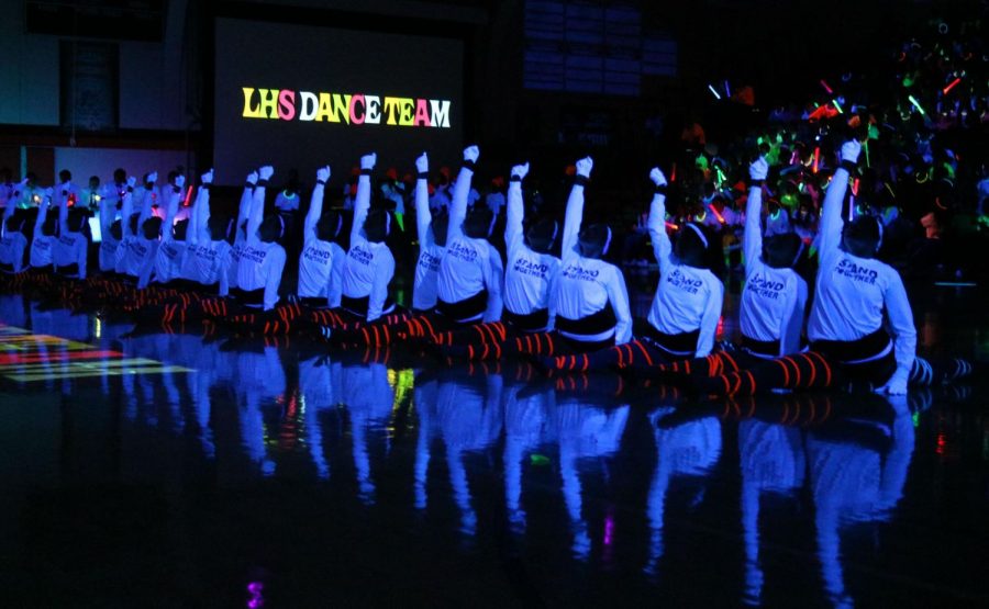 The dance team showed off their skills throughout their synchronized routine.