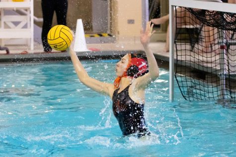 DeAcetis blocks a hard shot to continue the shutout during the second quarter.