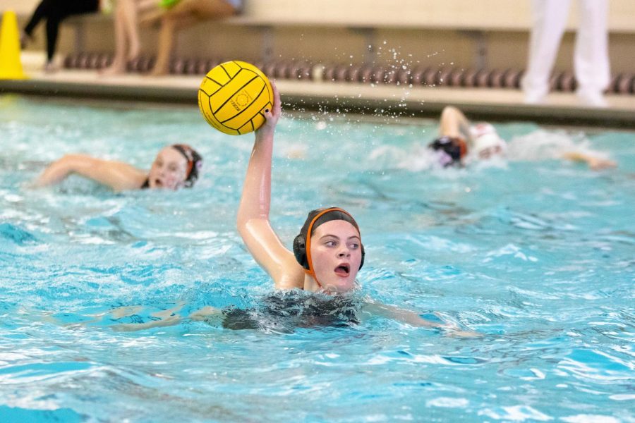 One-on-one with Deerfield’s goalie, McCarty takes her shot.