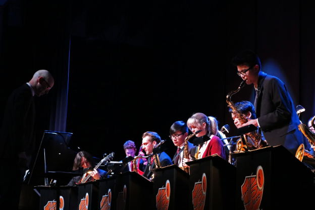 During the last song of the night -- the famous “Sing, Sing, Sing” by Louis Prima and arranged by Gordon Goodwin -- junior Allen Liu stood and played a smooth solo on the tenor saxophone.