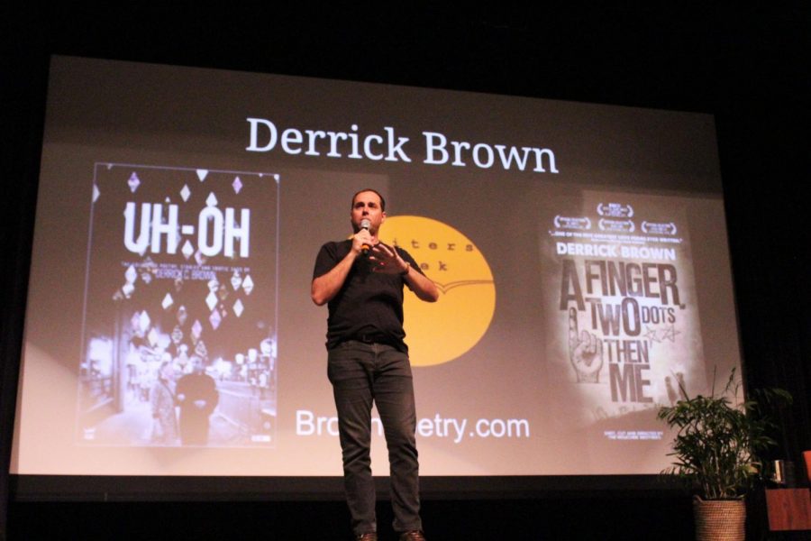 A professional poet, Derrick Brown, shared his creative writing process with Libertyville High School. He is the founder of Write Bloody Publishing and has written several poetry books himself.