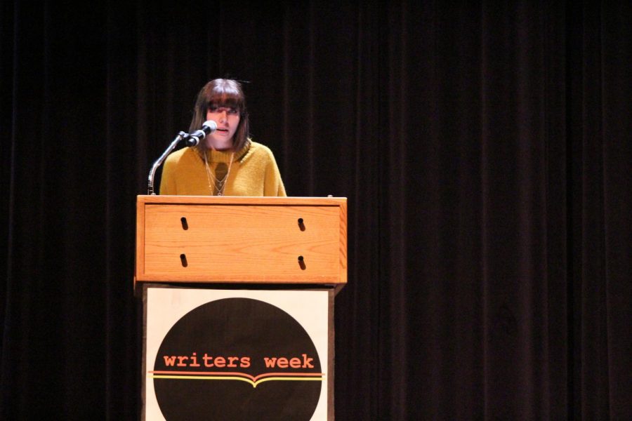 Senior Emili Ford shared her impressive writing that she had earlier prepared for her final Writers Week at Libertyville High School.