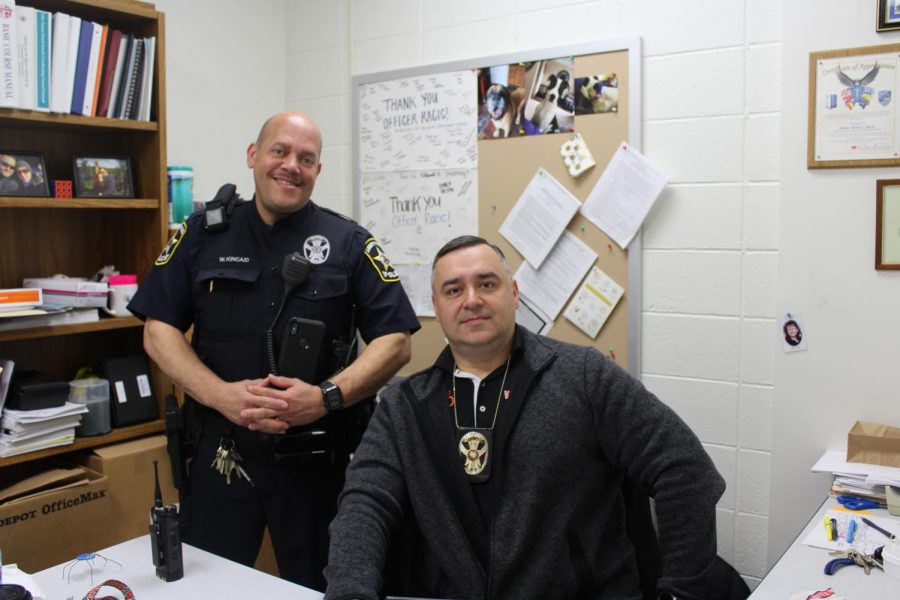 Current SRO Dusan Racic (right) has been promoted to Sergeant at the Libertyville Police Department and will leave LHS at the end of the 2018-2019 school year; Officer Wayne Kincaid (left) will take over the SRO duties.