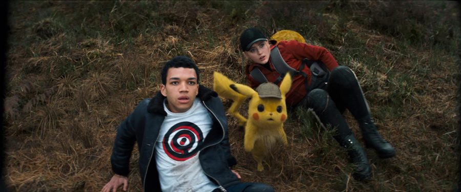 Tim Goodman (Justice Smith), Pikachu (Ryan Reynolds) and Lucy Stevens (Kathryn Newton)  (Warner Bros.)