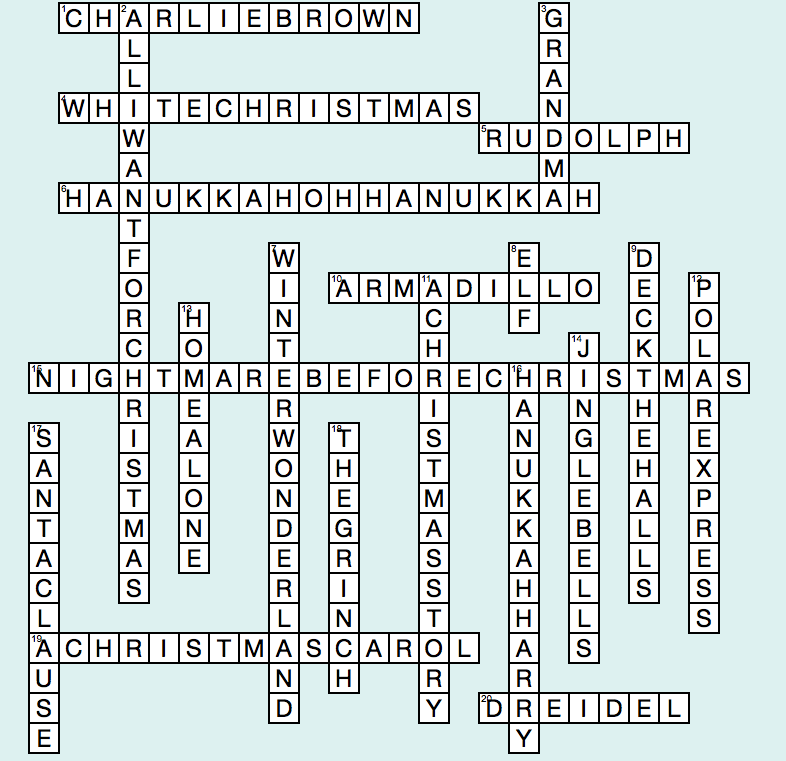 Crossword Answers: Holiday Crossword