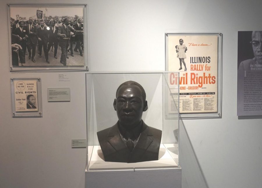 Martin Luther King Jr. was a prominent figure in the Civil Rights movement and inspired others even after his death in 1968. Martin Luther King Jr’s exhibit is located in the DuSable Museum of African American History.