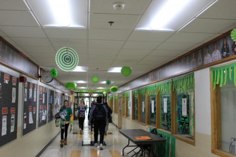 Green decorations were put up in the hallway outside of the LHS cafeteria to spread awareness about Healthy Relationships Week and its events.