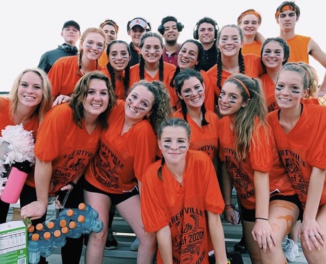 Here’s me (second to the right!) with some friends at the senior Powder Puff game, an annual tradition in the early fall.