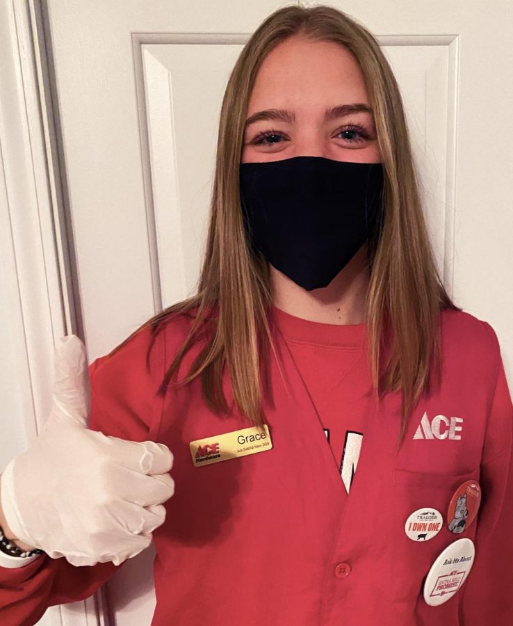 Photo courtesy of Grace Kraft Senior Grace Kraft works at Ace Hardware and has experienced reduced hours and increased business since the stay-at-home order was placed.
