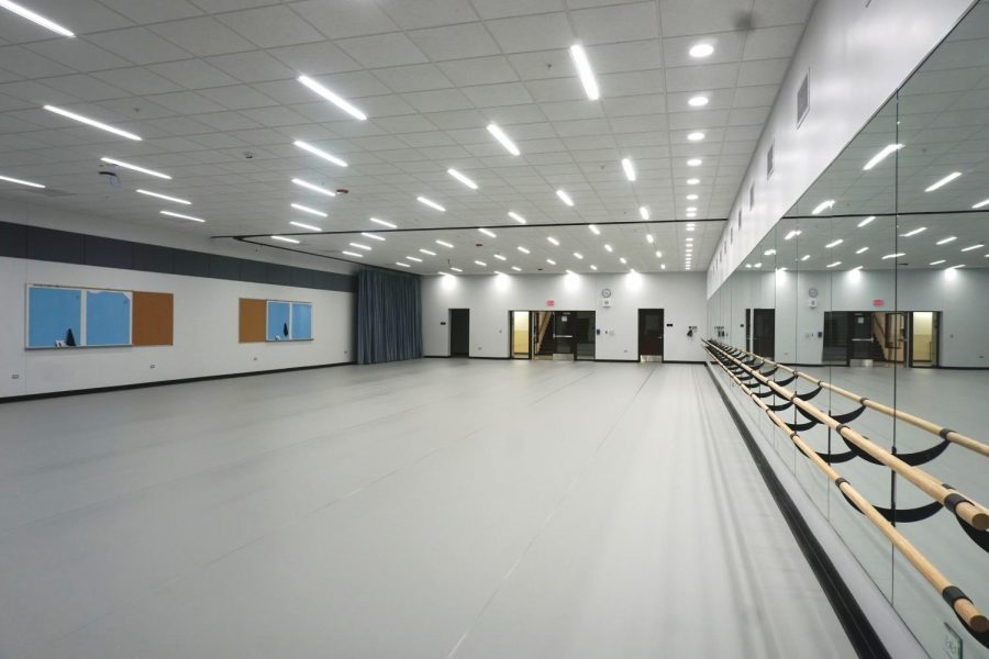 The+new+dance+studio+is+on+the+lower+level+of+the+old+pool+area.+P.E.+courses%2C+poms%2C+and+orchesis+will+be+able+to+utilize+this+new+space.