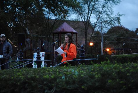 LHS Senior Elena Kafkis, gave a speech at the rally urging the School Board to consider in-person learning.