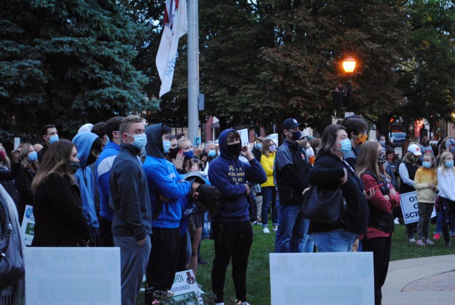 Many students and parents from District 128 attended the rally to show their support for going back-to-school.