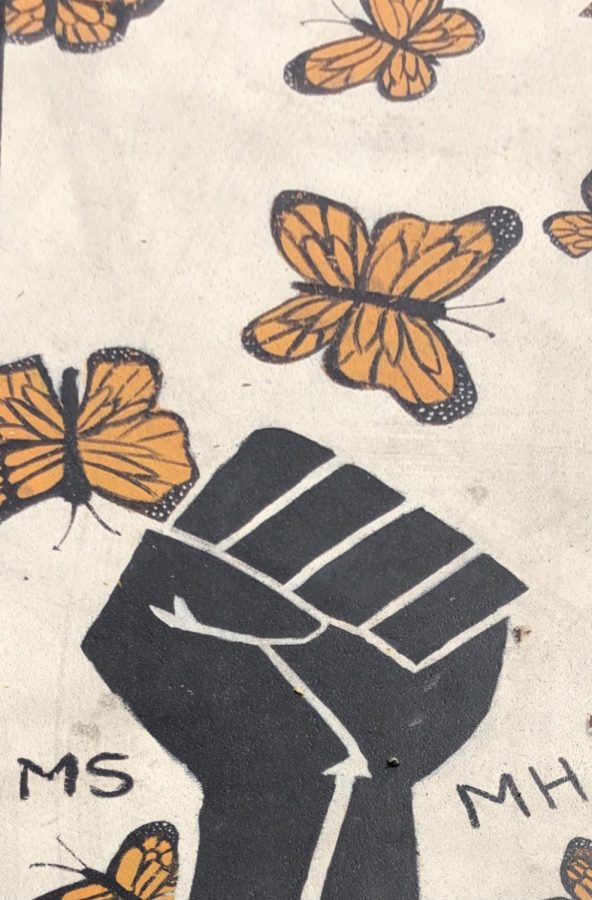 This parking spot is another spot that highlights the students’ support of the Black Lives Matter movement, using the fist as its main feature. 
