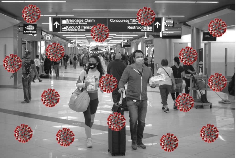 Photo+Illustration+by+Alex+Clark%3B+photos+of+airport+and+Coronavirus+from+Wikimedia+Commons