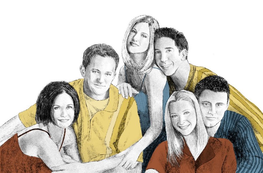 Drawing of the sitcom characters of Friends.