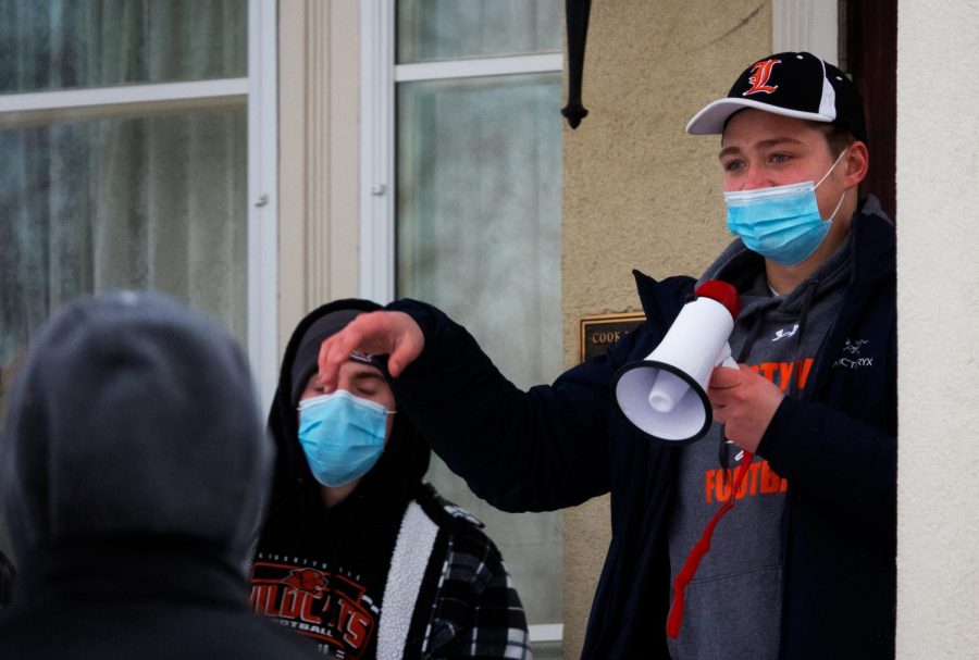 Senior Beckett Abbington opened the march with words of encouragement, reminding the group to stay energized and motivated.