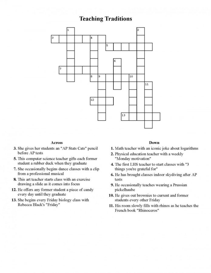 Teaching Traditions Crossword