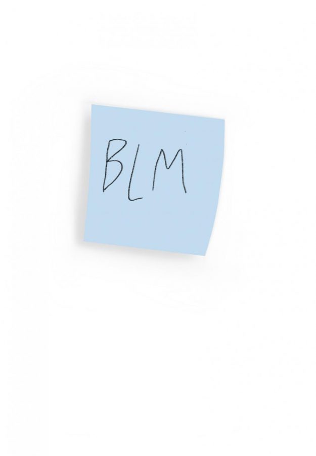 Sticky note that says BLM