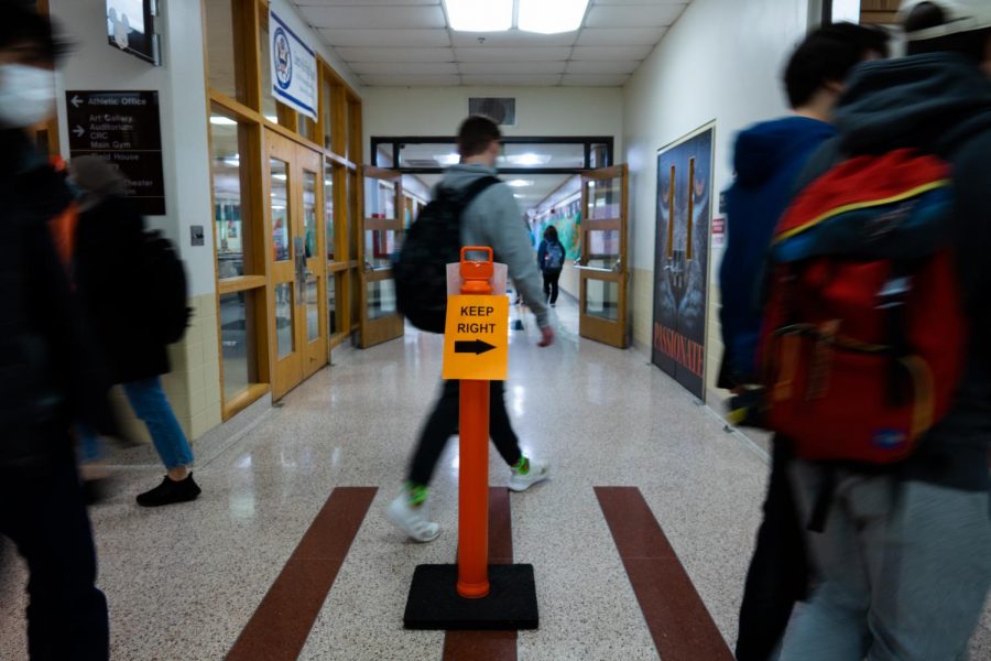 The halls of LHS look different this year, as a two-way hallway system has been implemented to enforce social distancing.