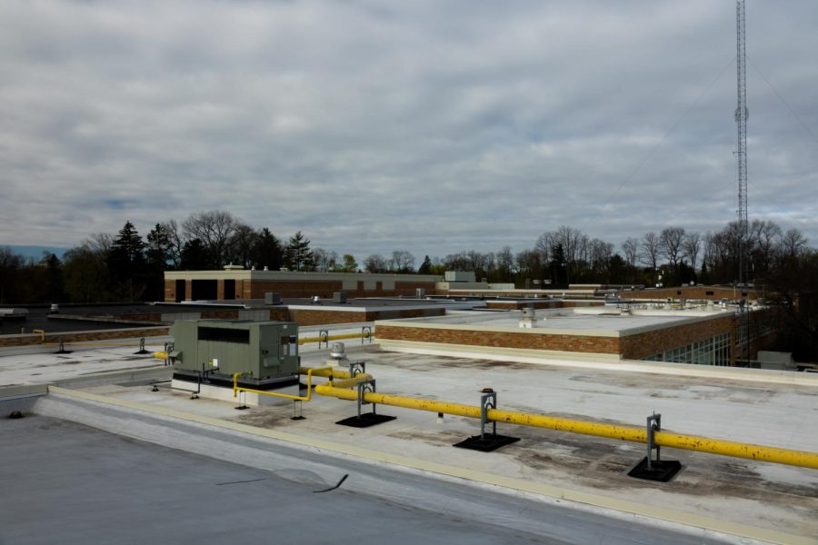 Accessed by a staircase that leads through the building and grounds areas, the roof of LHS has been largely updated since the building’s original construction. The frontmost area pictured above was part of the original building plan, but the majority of the areas in the back were added on later, according to Mr. Stancil.