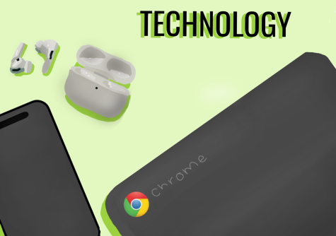 Chromebook, airpods, phone