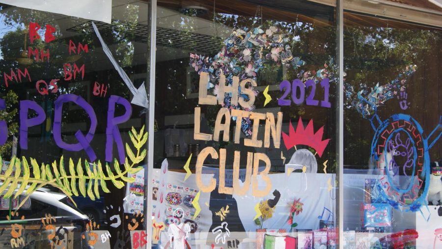 The LHS Latin Clubs window was decorated with a helmet and SPQR.