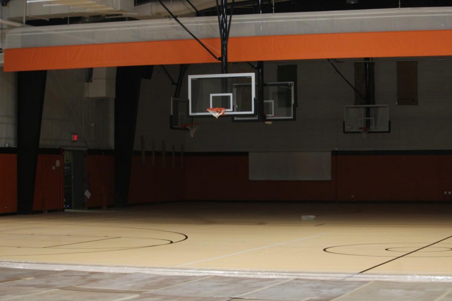  Newly installed electronic bay dividers  will provide privacy for future basketball games and practices. 
