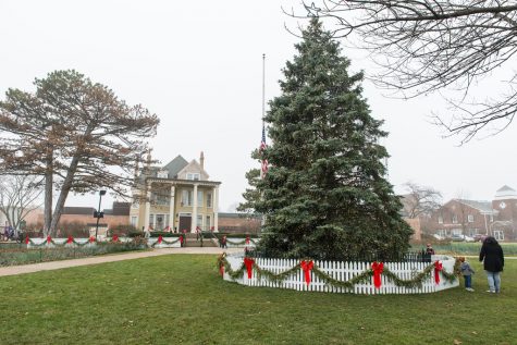 (Photo provided by Mainstreet Libertyville) The decorated tree is located right in front of the Ansel B. Cook house and rose gardens in Downtown Libertyville.