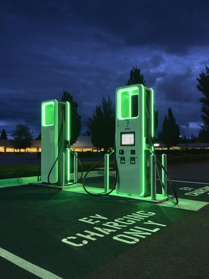 Photo via Electrify America Newsroom
The infrastructure bill invests $7.5 billion into the national buildout of fast chargers to make traveling in an electric vehicle easier. These chargers will be placed strategically along highways and transportation corridors under networks like Electrify America (pictured) and EVgo.