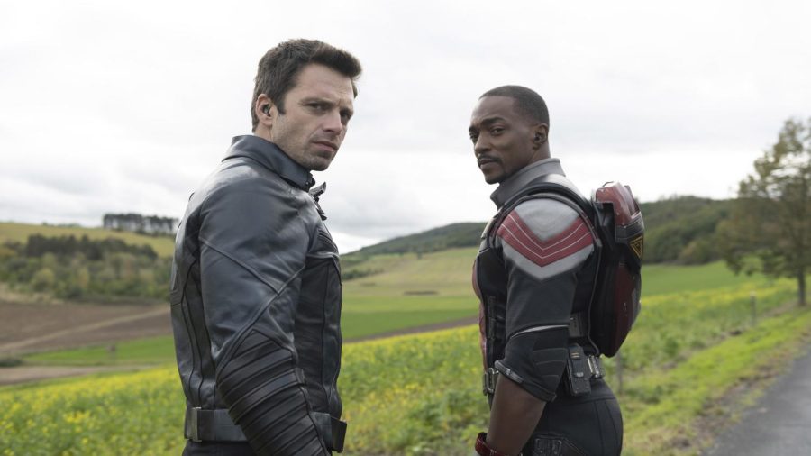 (Courtesy of Walt Disney Pictures) 
The Winter Soldier (Sebastian Stan) and Falcon (Anthony Mackie) navigate their first mission as partners. They are forced to work alongside the new Captain America, John Walker (Wyatt Russell) as they track down the Flag Smashers.
