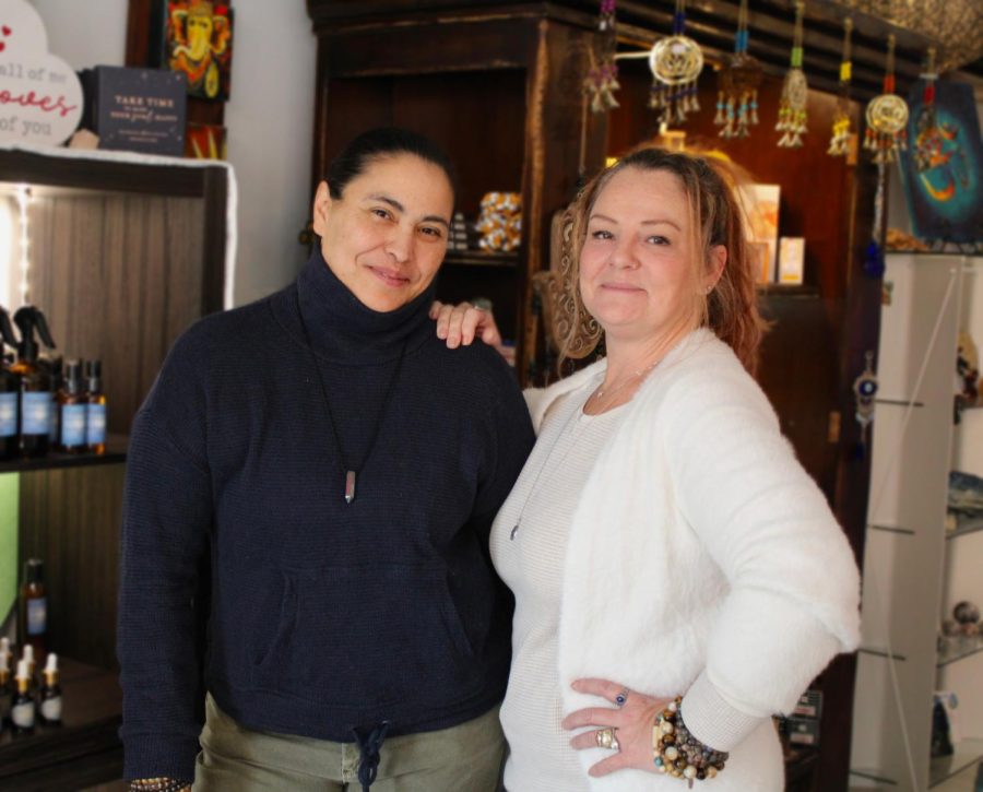 Shop owners Norma Lara (left) and spiritual life coach Nicole Glunk (right) stand proudly in their shop. Lara and Glunks ultimate goal is for Ethereal to be a unique and personal experience for everyone by creating a safe space for all beliefs and identities.