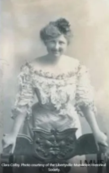 Photograph of Clara Colby, the first woman to legally vote in the state of Illinois. 
