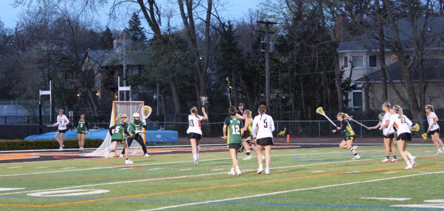 She shoots, she scores! Sophia Weick, sophomore, takes a shot on goal after getting a free shot for a shooting space call.