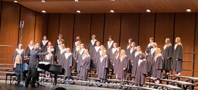 Chorale kick starts the 2022 LHS Spring Concert singing songs such as, Come to the Music, It Sings In Me and Dies Irae