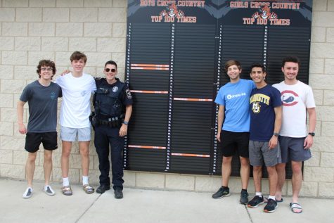 (Left to right) Jack Hamilton, Dylan McCarty, Nick Korhumel, Andrew Brooks, Ali Faiz, and Ike Sweitzer add their names to the LHS top 100 fastest times board.