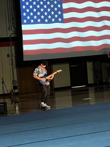 On February 24th, Sophomore Nivas Durgam plays the national anthem on his electric guitar to start the Turnabout assembly. During the course of the next hour, the student council worked hard to create a fun rally for all. 
