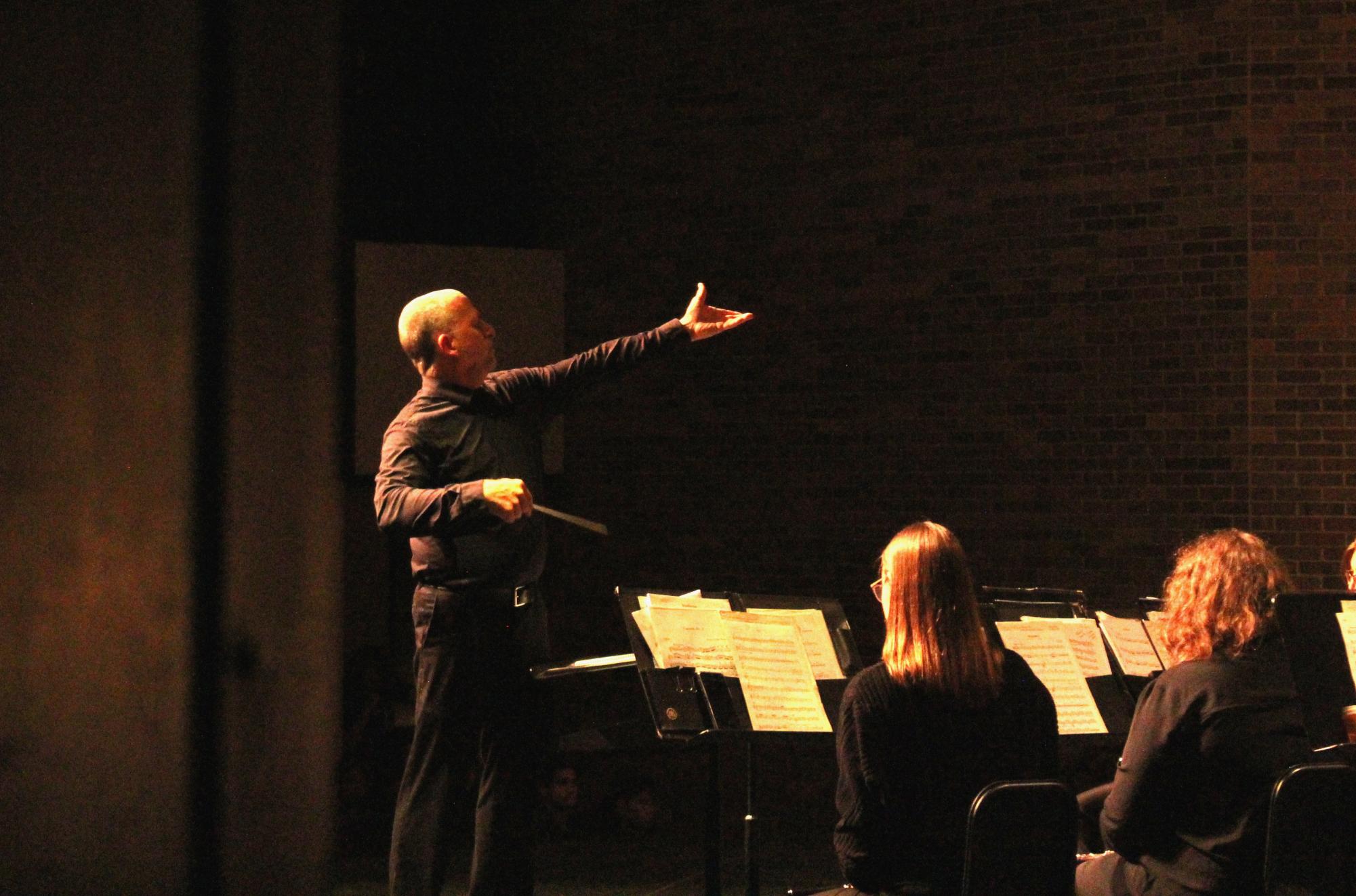 Mr. Adam Gohr conducts the symphonic winds . The band played “Legends of the Galaxy” by Chandler Wilson and “Joy Revised” by Frank Ticheli. Mr. Gohr said that they “have a lot of fun doing what [they] do.” Gohr has been in charge of the band for 26 years, 11 of which are at LHS.

