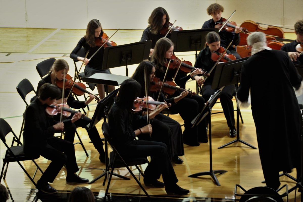 The concert orchestra (made up of mostly freshmen) open the night by playing Mozart’s “Adagio In C Minor K.546.” 
