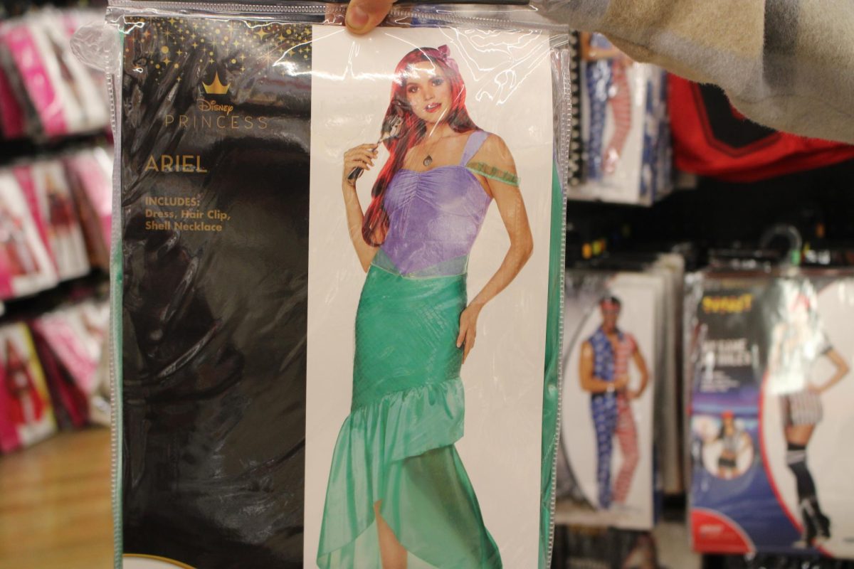Ariel costume is being sold at Spirit Halloween store. It’s gotten more attention since the Disney live action movie Ariel was in theaters. This outfit has also been gaining attention on TikTok by people dressing as Disney princesses and has started a trending siren makeup look.