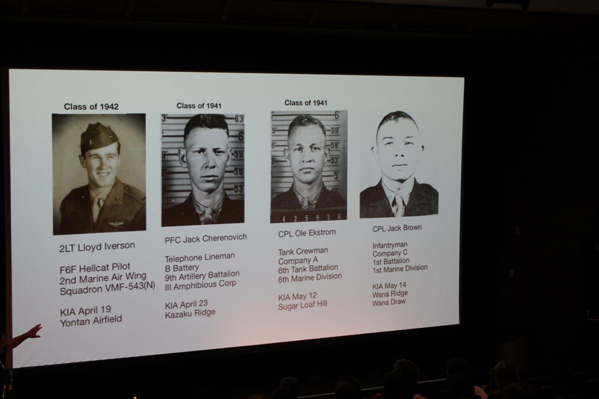 This slide shows the four LHS alumni who joined the Marines, fought, and died in the battle of Okinawa. 
