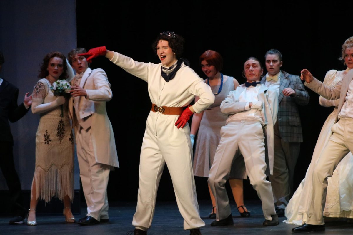 Junior Delaney Rybicki performs as Trix, the Aviatrix, during “I Do, I Do In The Sky.” This is Rybicki’s second appearance during the show. Over 500 students attended the musical, which took the effort of over 100 students over a period of 2.5 months. (Photo Courtesy of Danielle Lam)