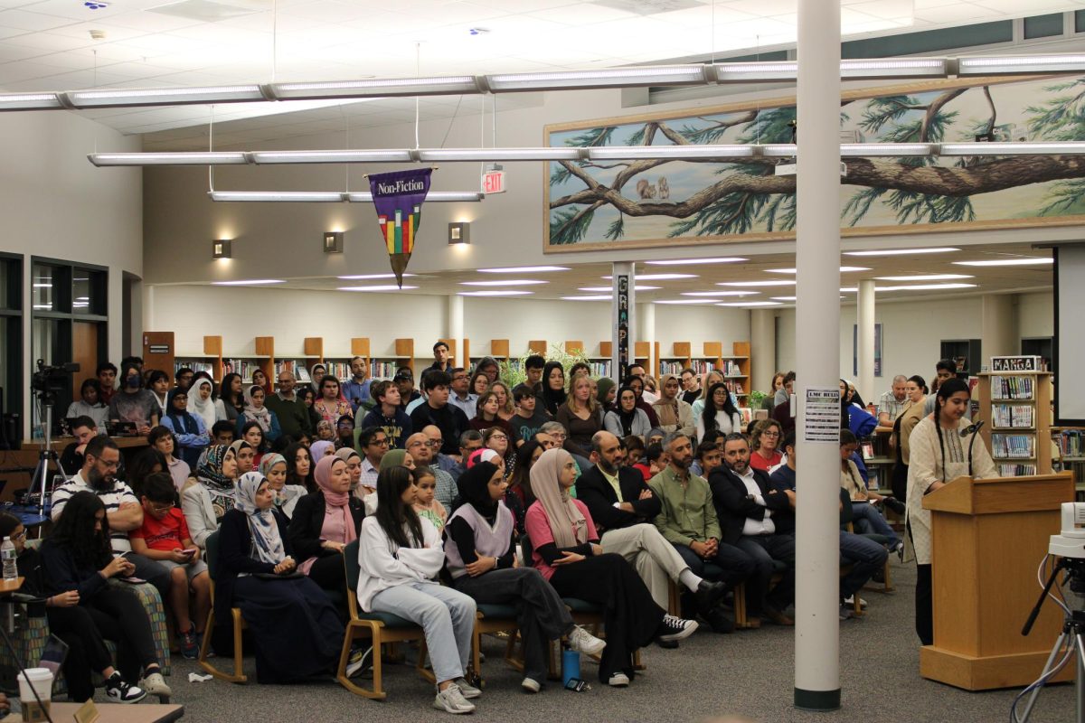 At the Sept. 26  board meeting, students and parents gathered in the Vernon Hills High School library to give their stance on this issue. Multiple students spoke during the public comment portion of the meeting. At the Nov. 13  board meeting, the board adopted the new operational calendar. (Photo Courtesy: Sophie Lee)